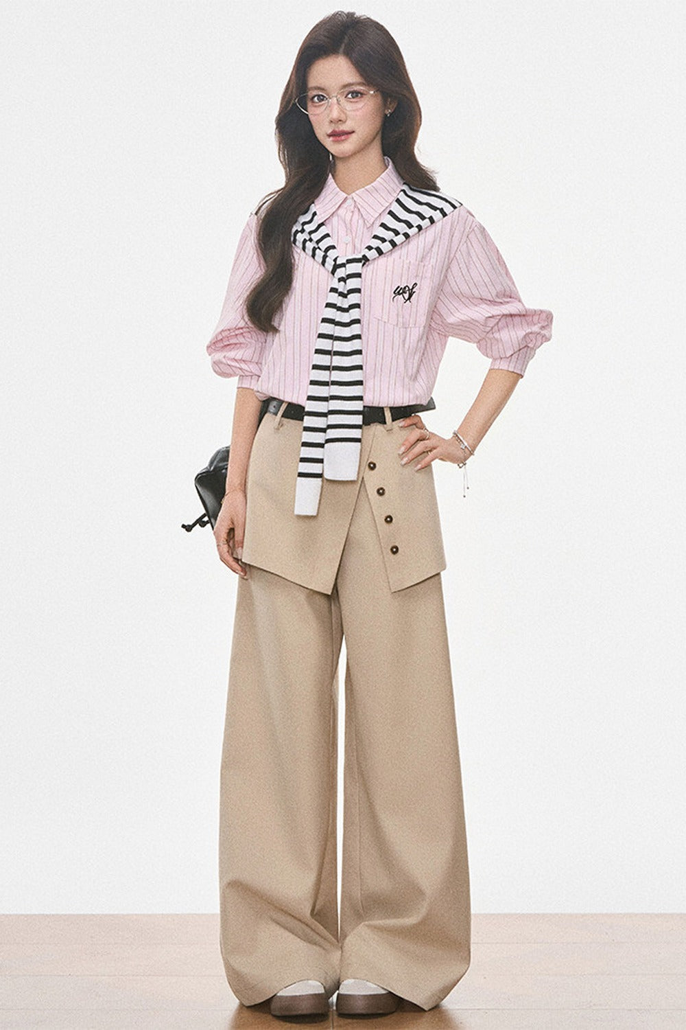 Ensemble chemise rayée et pantalon large