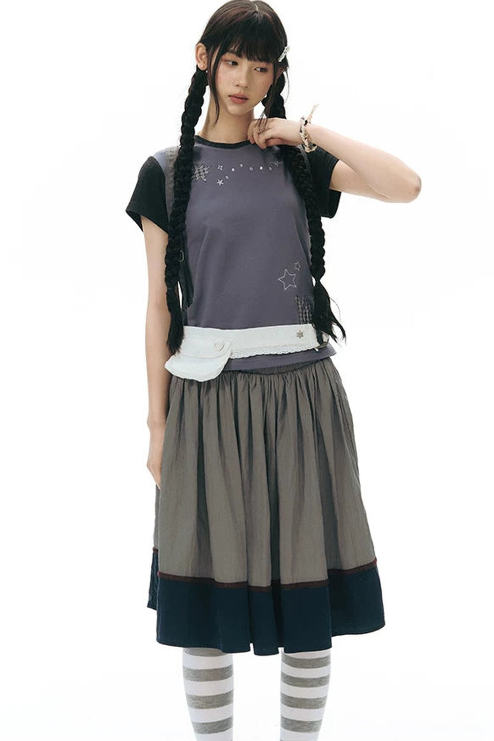 Maglia color block con applicazione lumaca