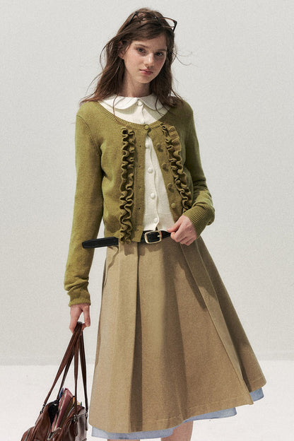 Layered-Look Floral Ruffle Sweater