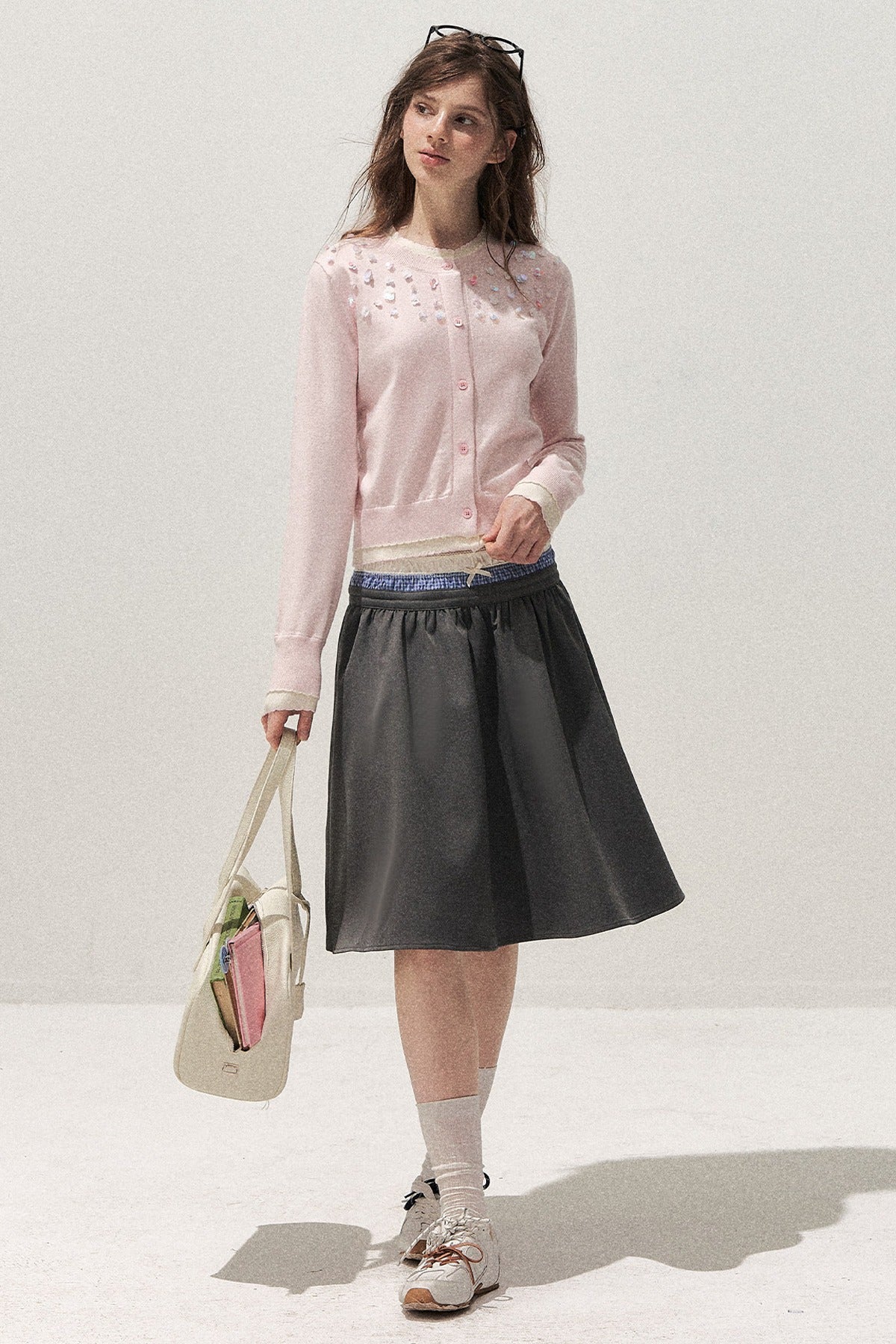 Hand-Beaded Layered-Look Cardigan