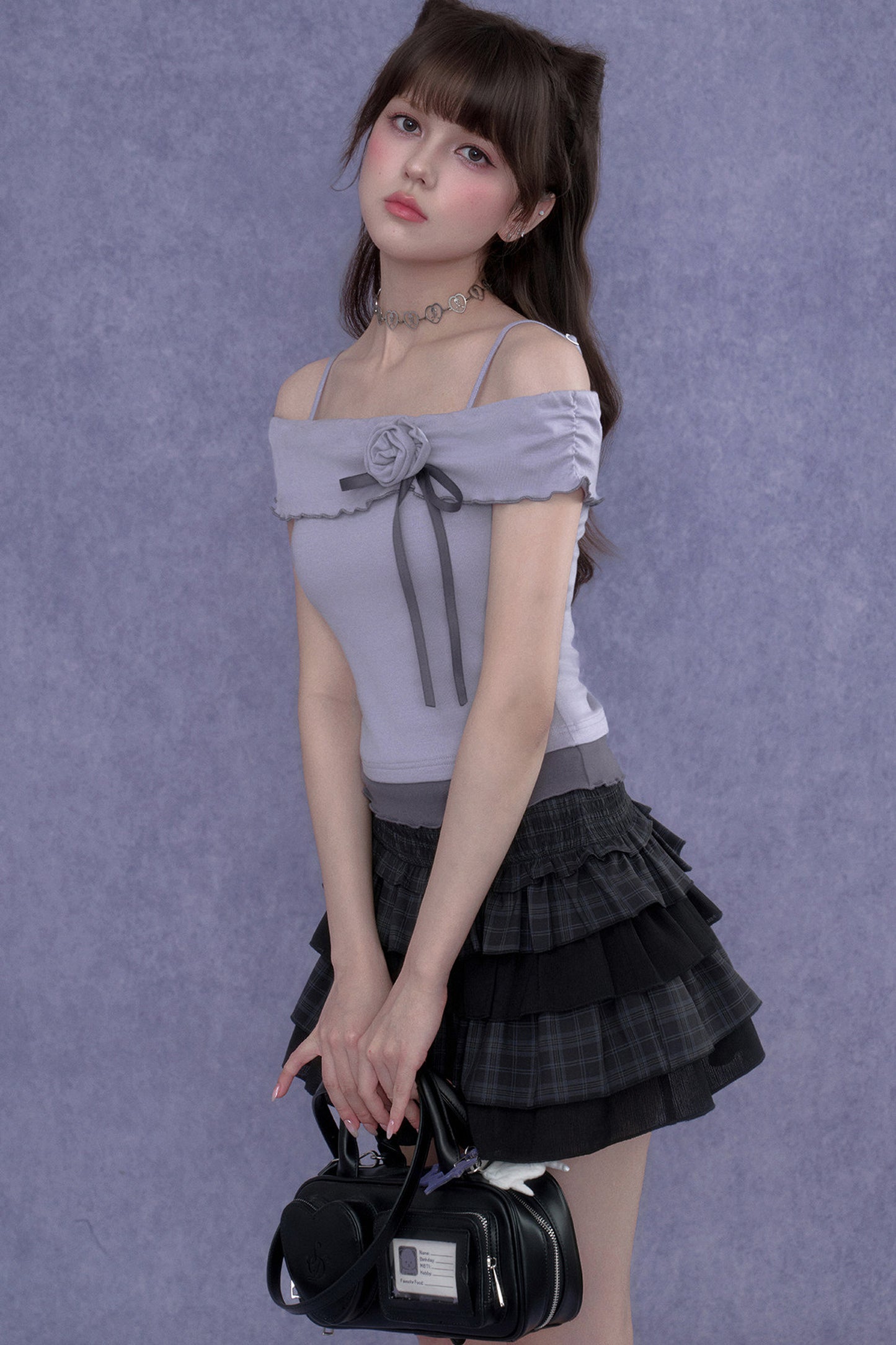 Sweet Light Purple One-Shoulder Top