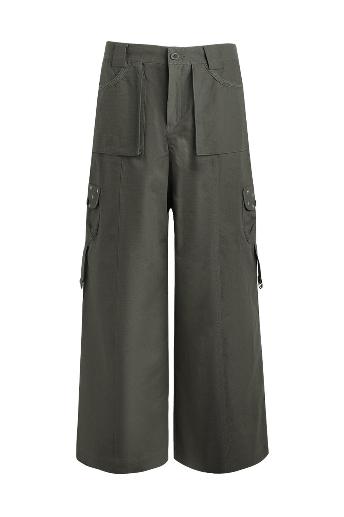 Foldable Hem Wide Leg Pants