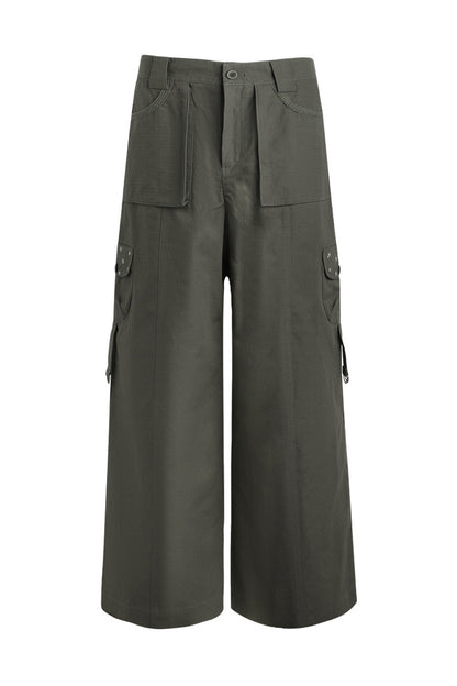 Foldable Hem Wide Leg Pants