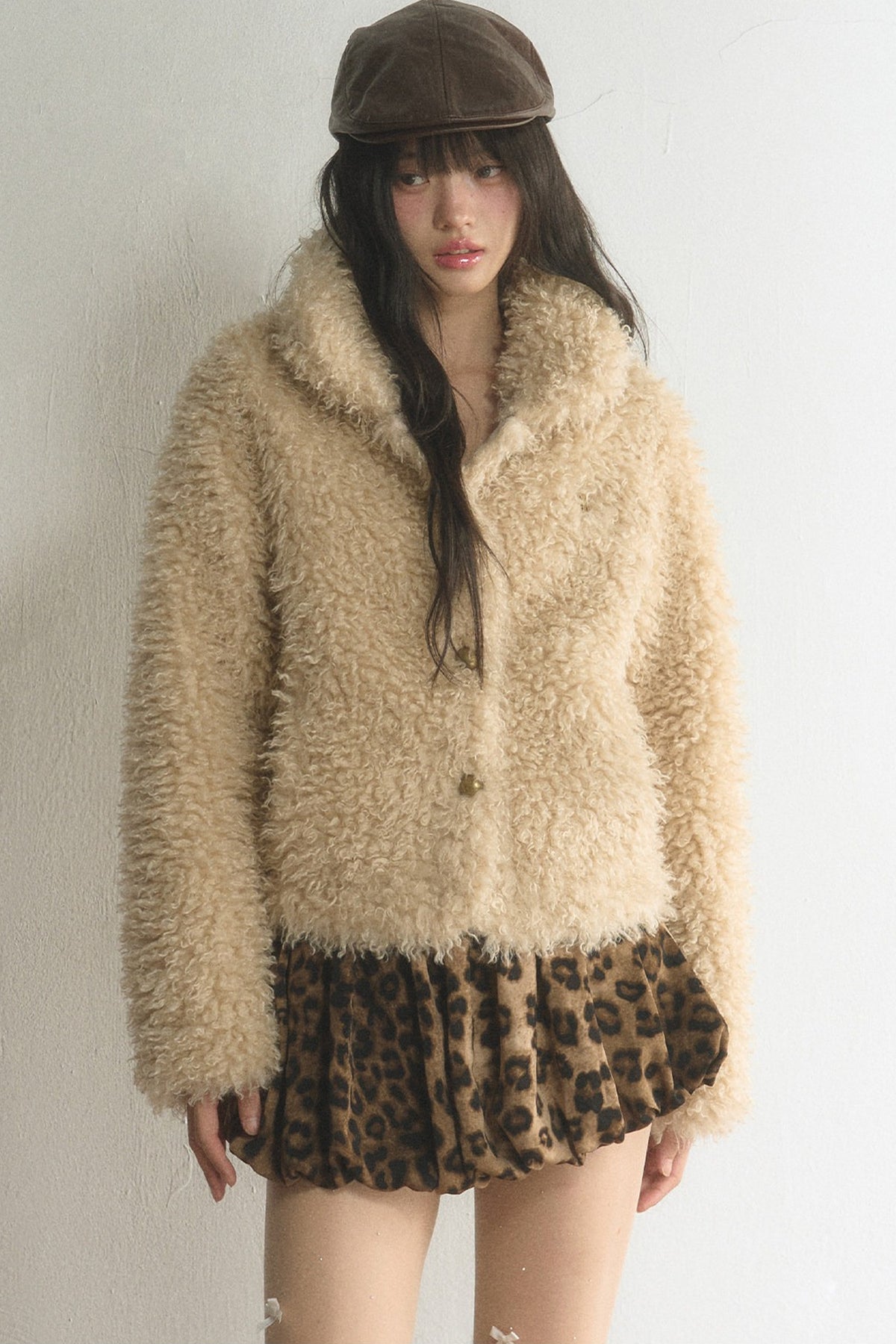 Short Plush Lamb Wool Top and Coat Set-Up
