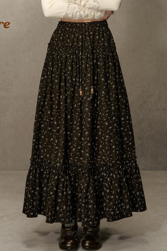 High-Waisted Floral A-Line Skirt
