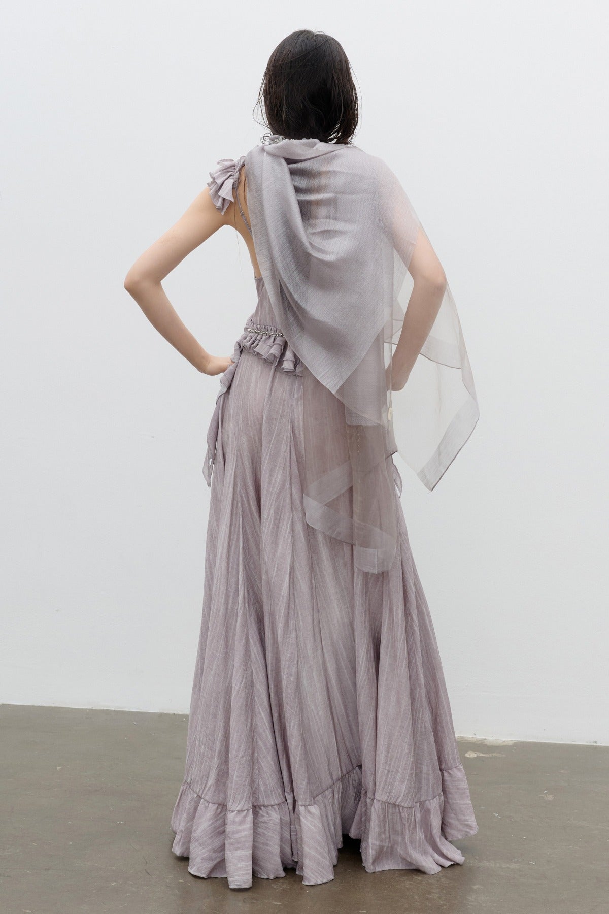 Dirty Pink Irregular Ruffle Strap Dress