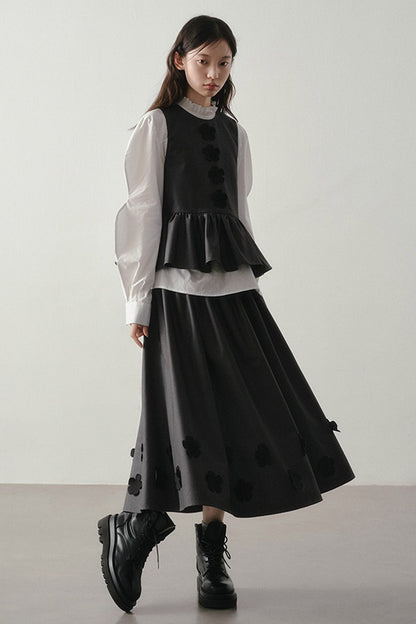 Ruffle Collar Puff Sleeve Blouse