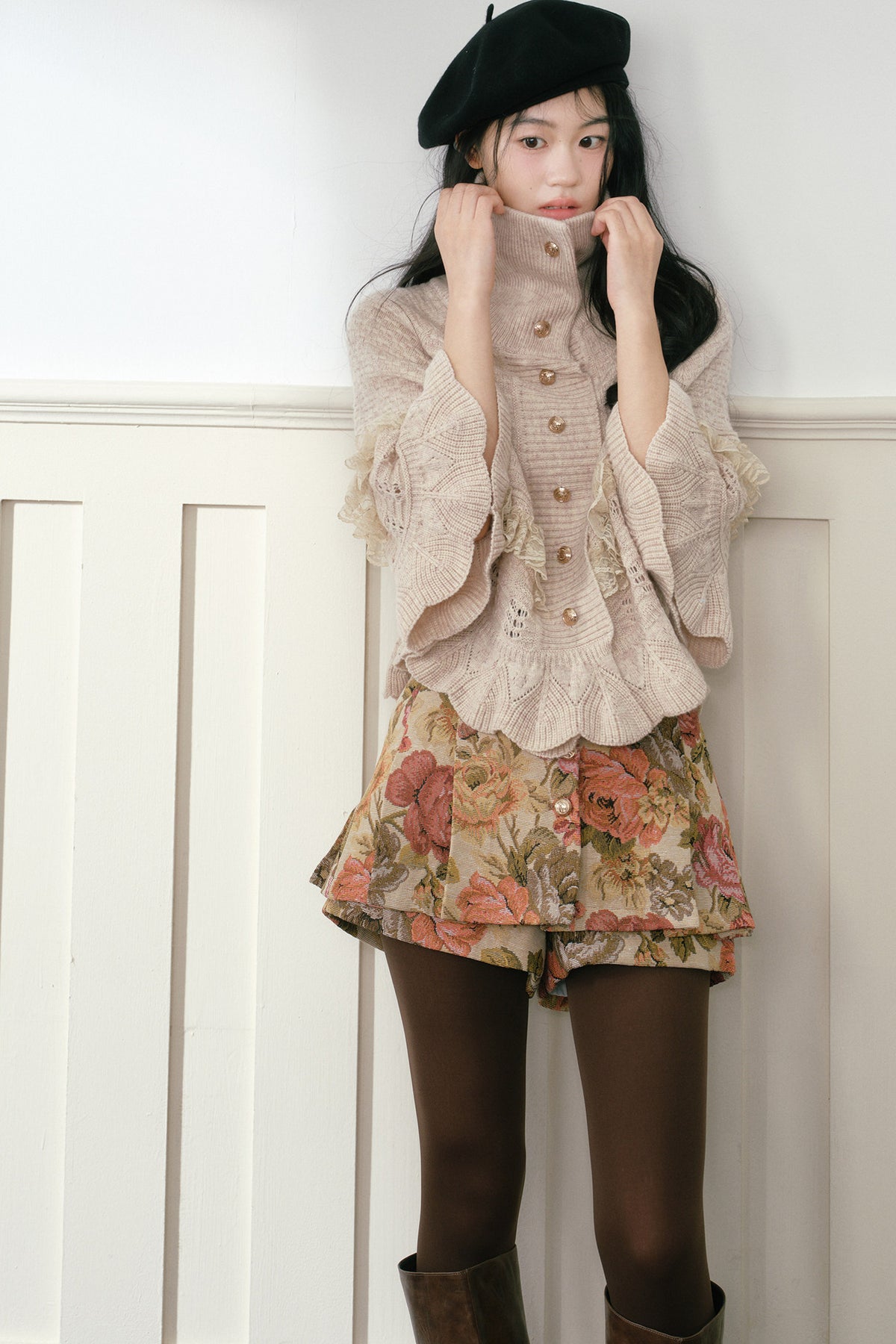 High-Waisted Floral Print Skirt