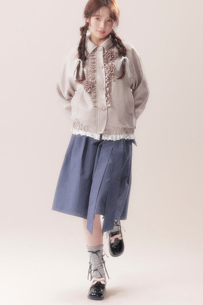3D Rose Patchwork Ruffle Jacket