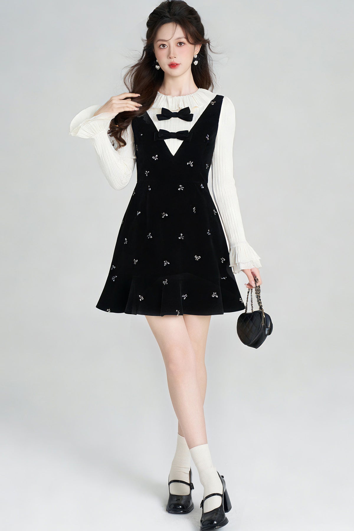 Black Velvet Layered-Look Dress