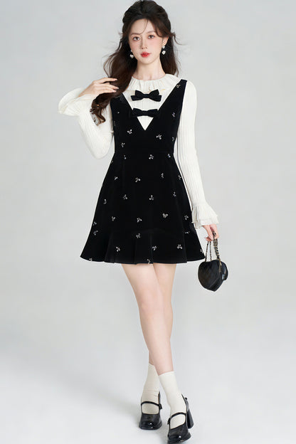 Black Velvet Layered-Look Dress