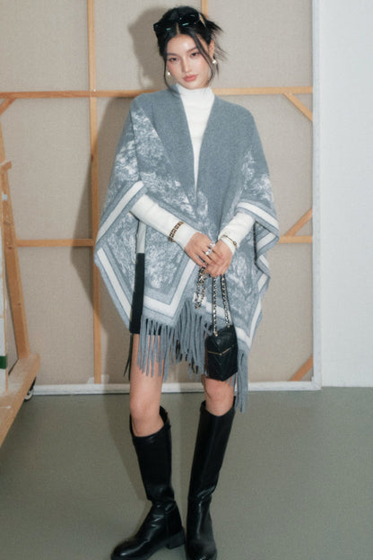 Tassel Smudged Poncho
