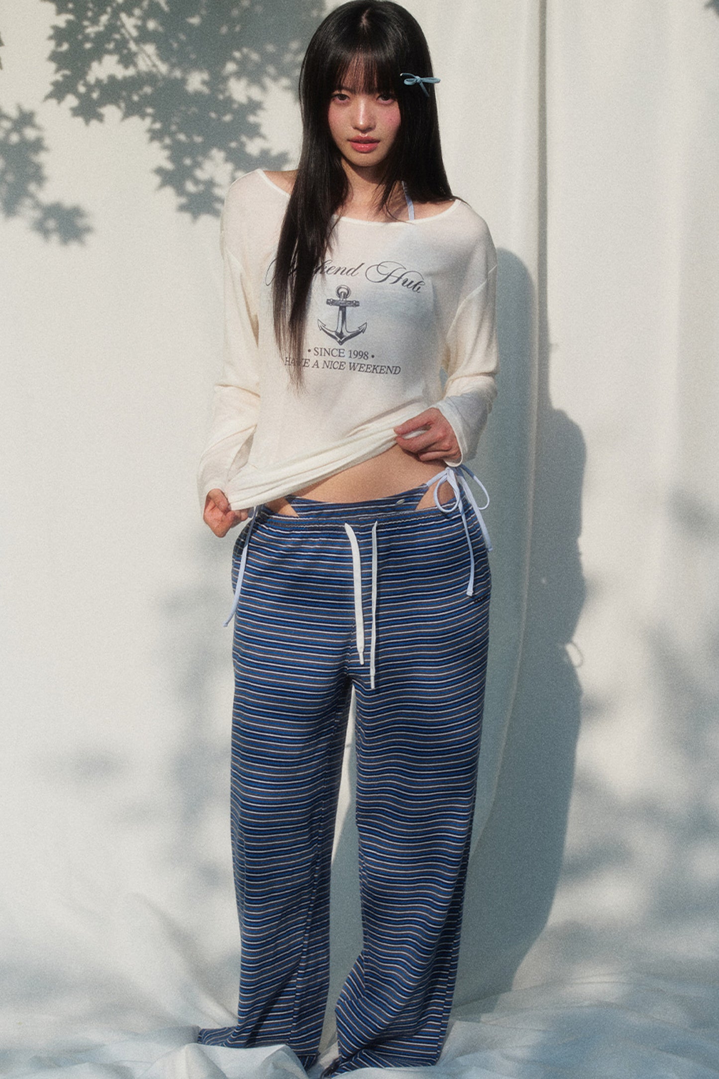 Printed Sun Protection Blouse and Trousers Set