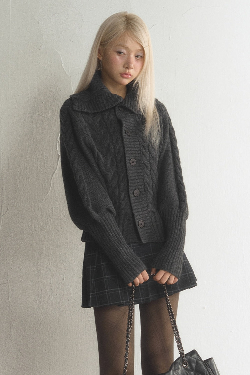High Waist A-Line Plaid Pleated Skirt