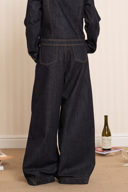 Loose Raw Denim Wide-Leg Jeans
