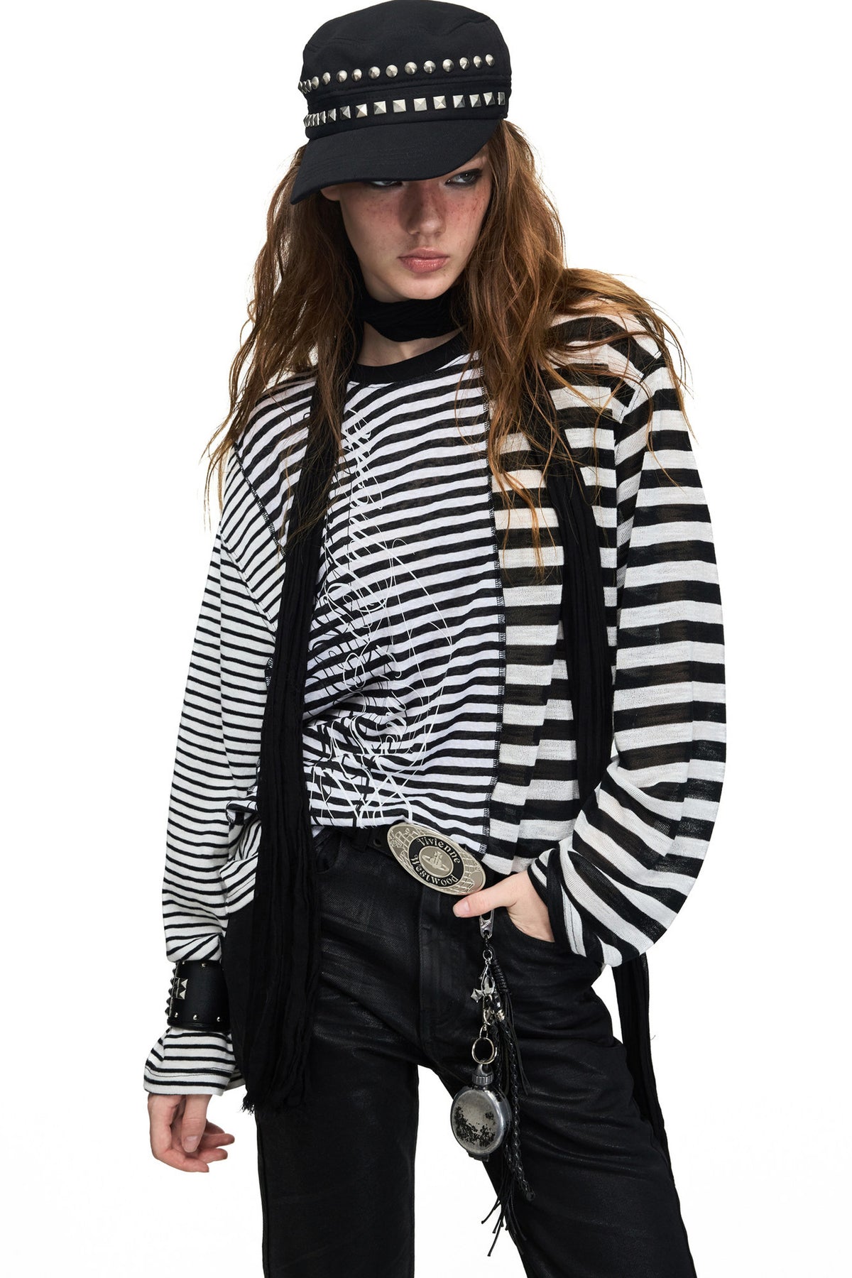 Vintage Striped Long-Sleeve Tencel T-shirt
