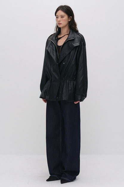 Detachable Down PU Leather Jacket
