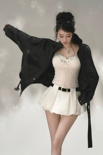 Lace Spliced A-Line Skirt