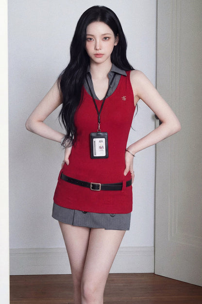 Elegant Sleeveless Vest Set-Up