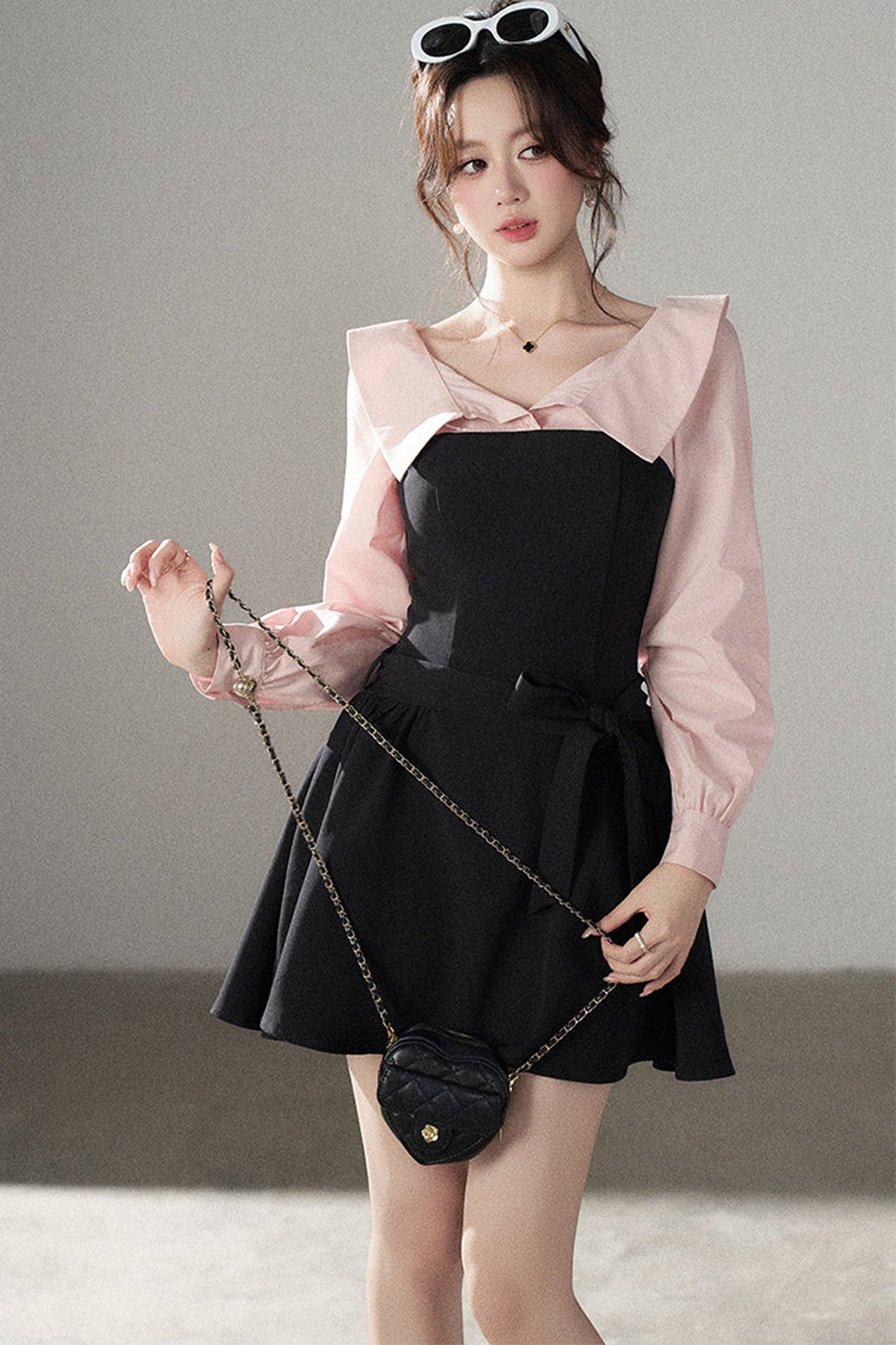 Black Flared Shirt Dress
