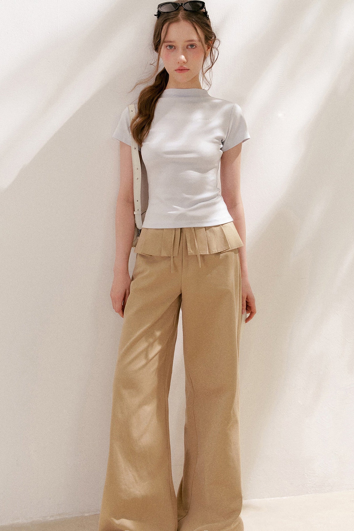 Lyocell Cotton Pleated Wide-Leg Pants