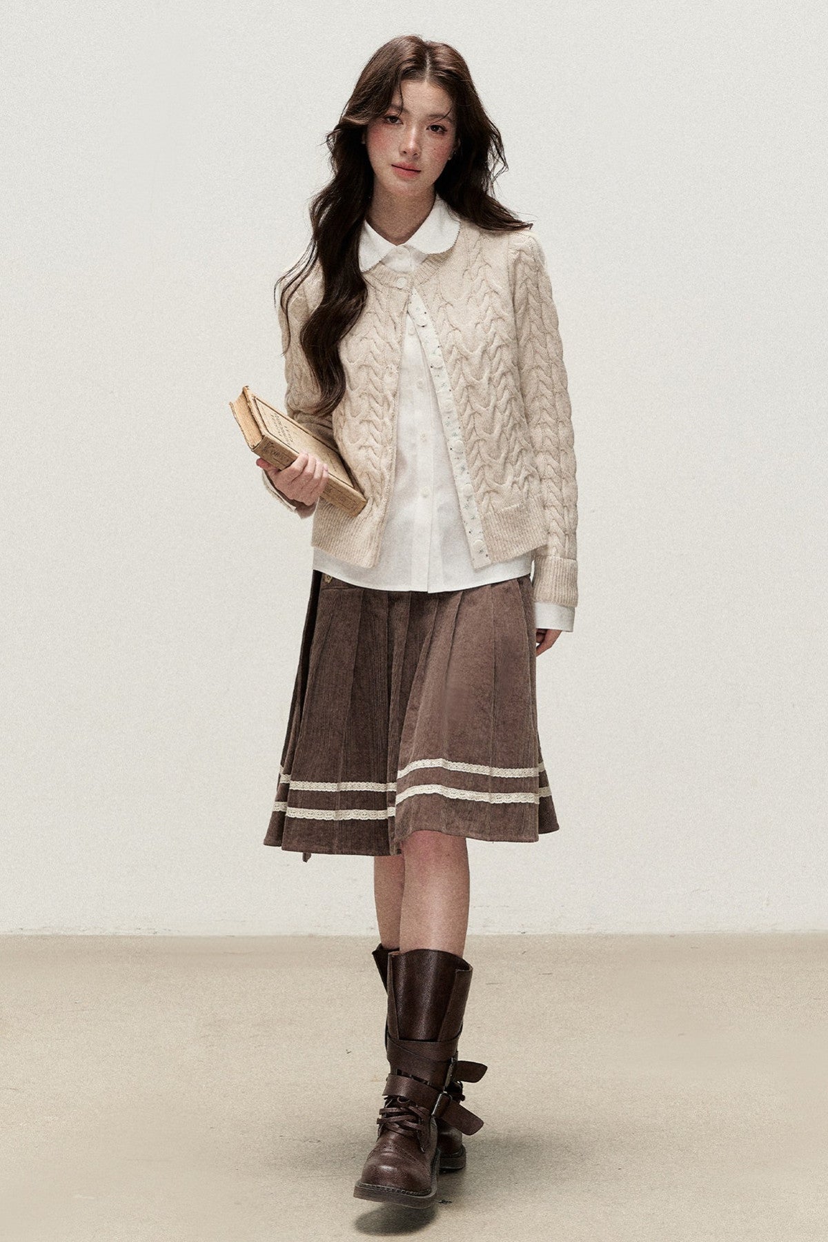 Plaid Layered-Look Knit Top
