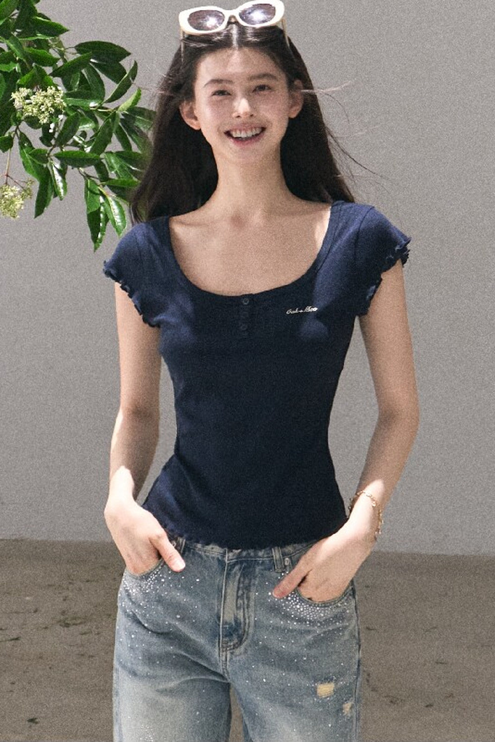 Lyocell Wool Embroidered Top