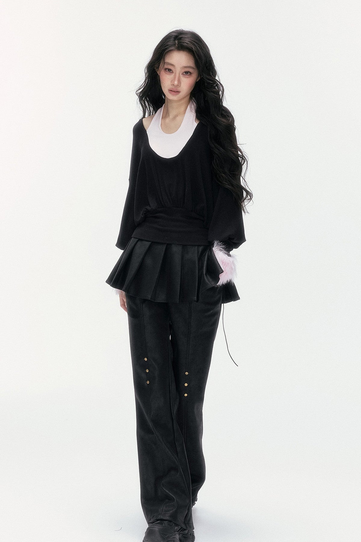 Flared Pants With Detachable Skirt