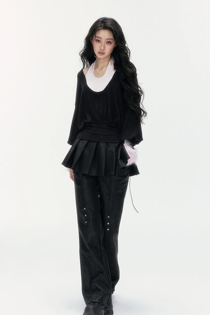 Flared Pants With Detachable Skirt