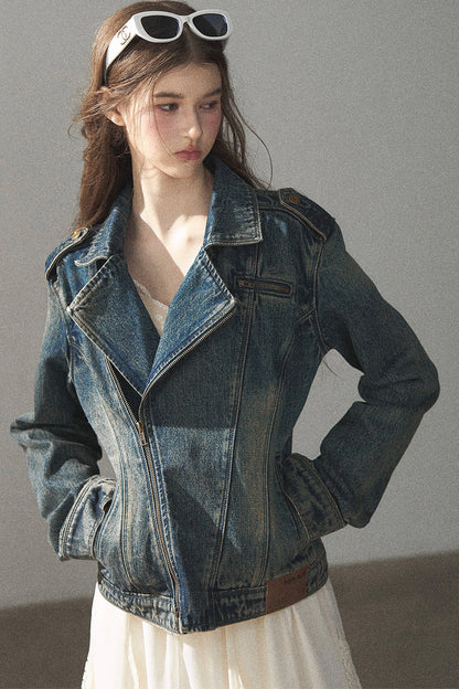 Giacca in denim con colletto polo