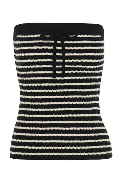 Striped Tube Top and Knit Cardigan Set