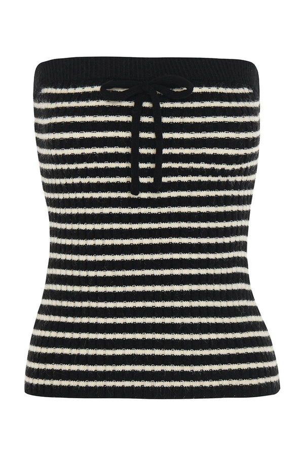 Striped Tube Top and Knit Cardigan Set