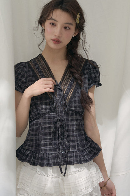 Summer Lace V-Neck Blouse