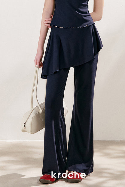 French Lace U-Neck Peplum Top and Flared Pants Set-Up