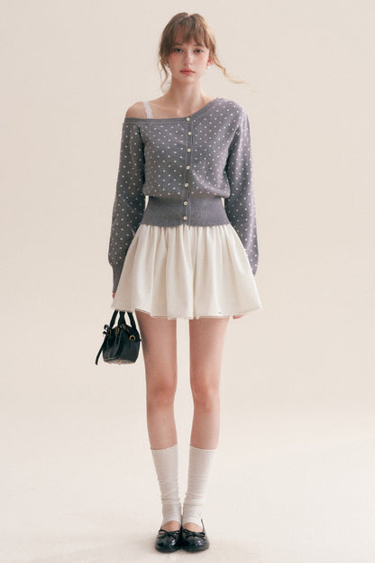 Polka Dot Knit Cardigan Top