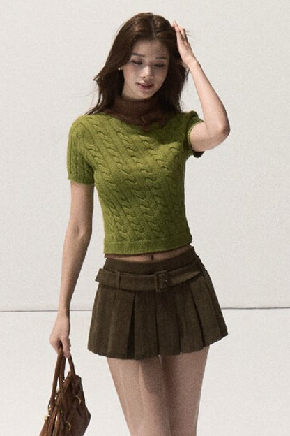 Lyocell High-Waisted Pleated Skirt