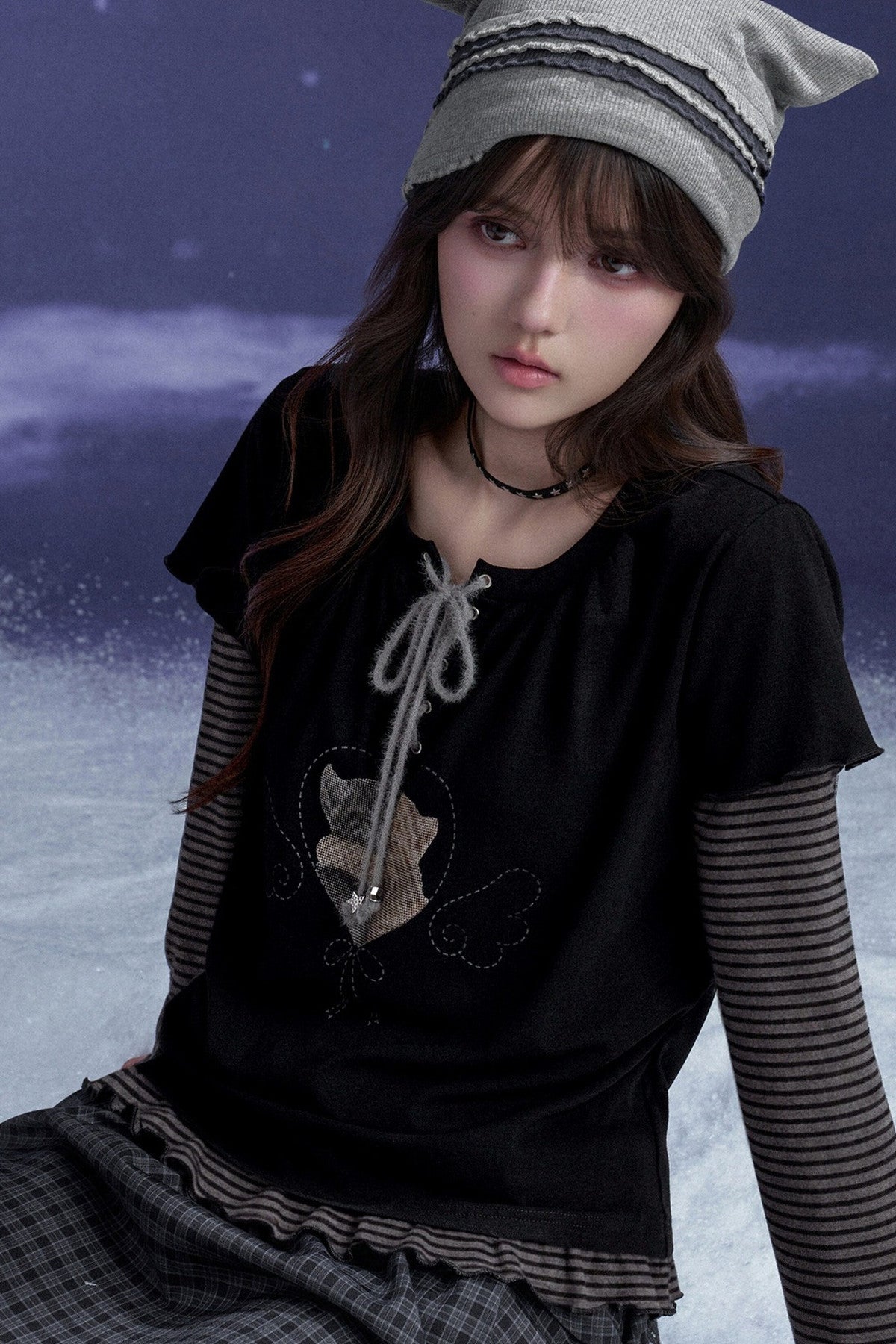 Black Striped Cat Sticker T-shirt