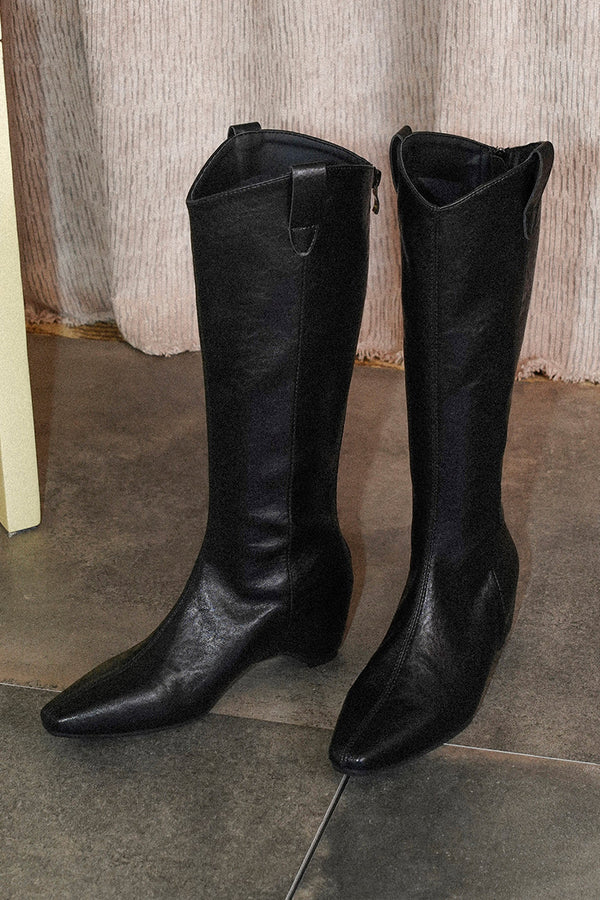Retro Chunky Heel Long Boots
