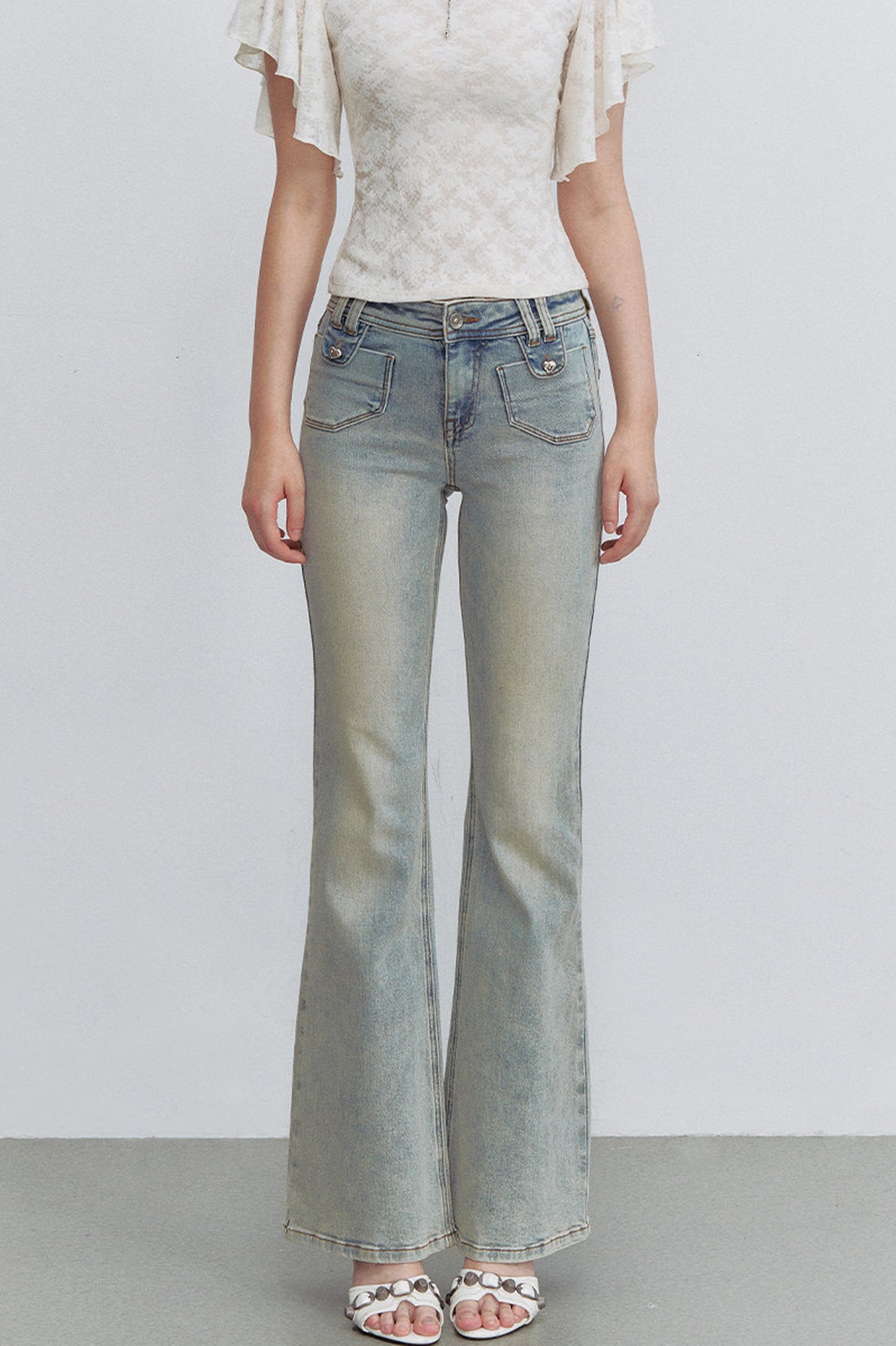 Retro Denim Flared Jeans