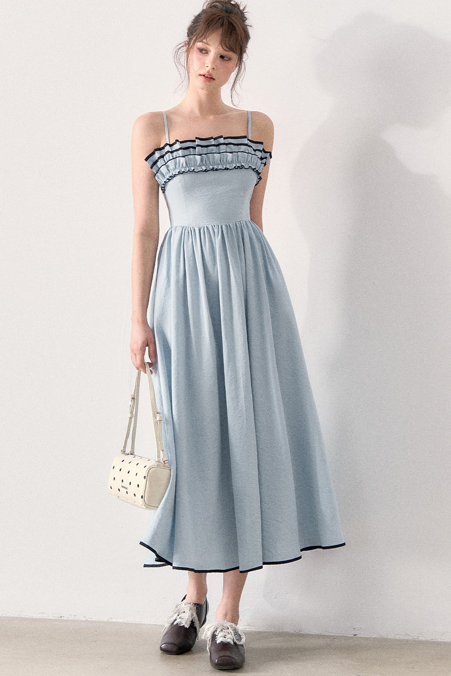 Slim Knit Cardigan and Ruffle Dress Set
