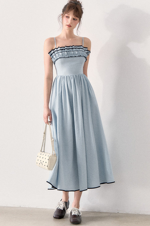 Slim Knit Cardigan and Ruffle Dress Set