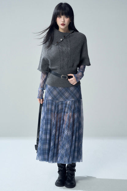 High Neck Short Sleeve Knit Sweater