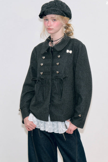 Doll Collar Bow Wool Coat
