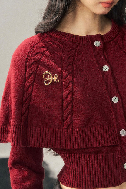 Knitted Cable Cape Sweater