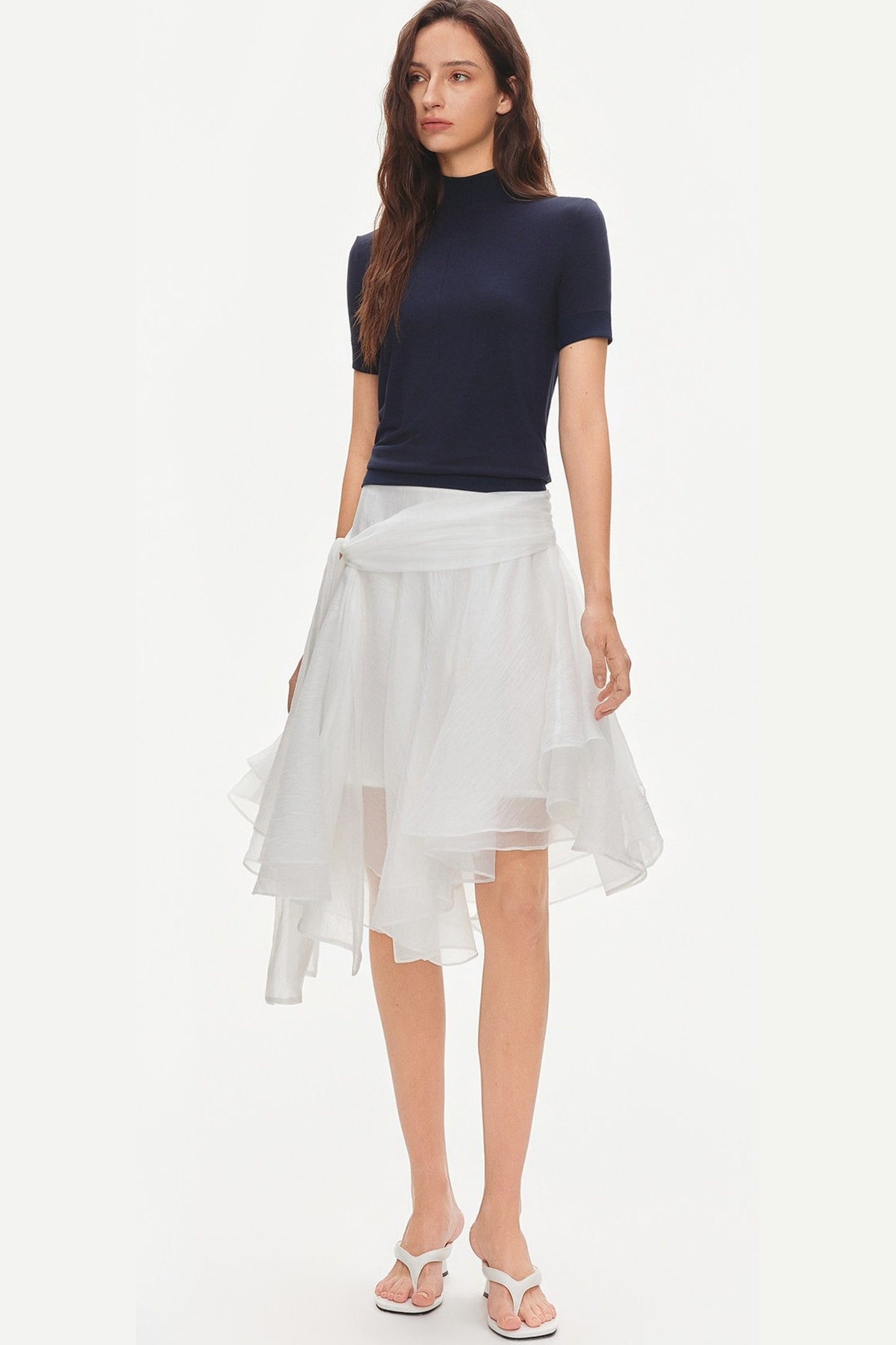 Tencel-Modal-Bluse mit halbhohem Kragen