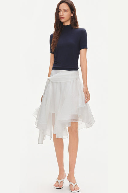Tencel-Modal-Bluse mit halbhohem Kragen