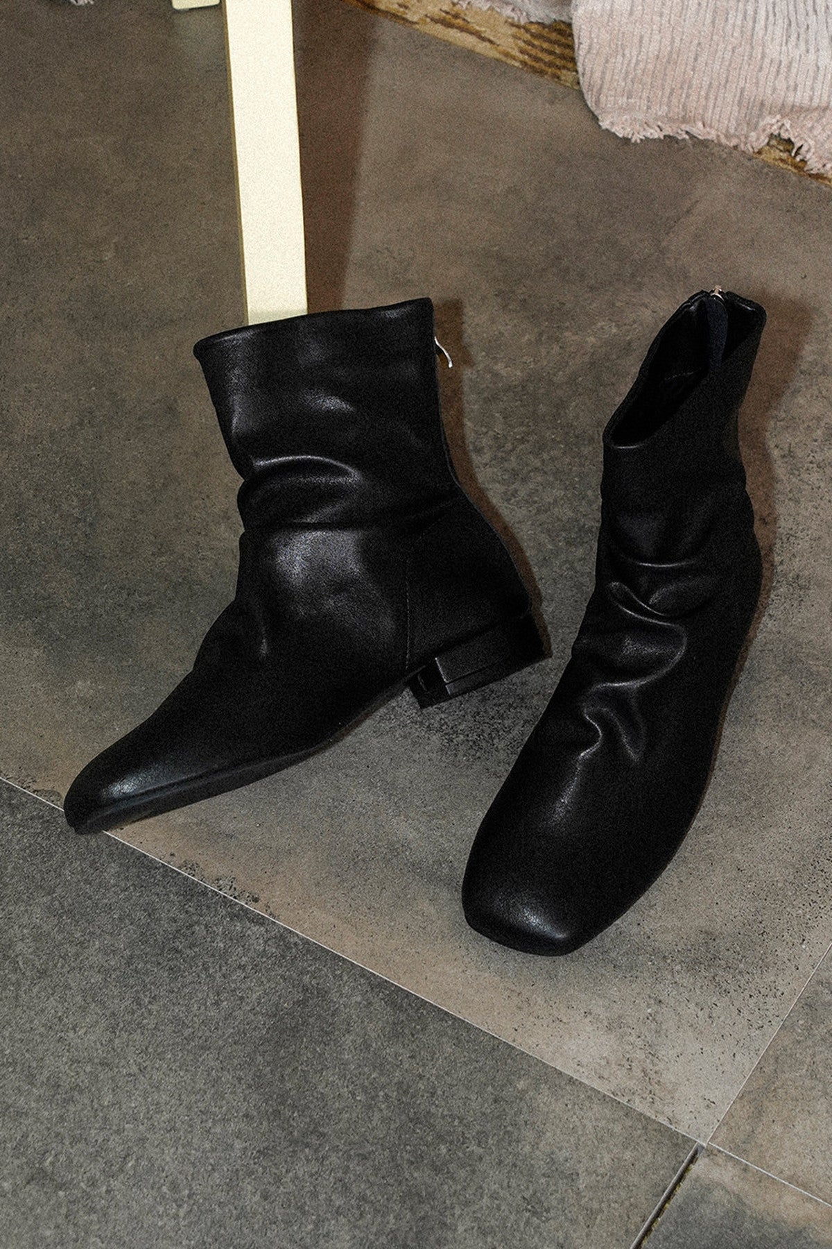 Brown Leather Thick-Soled Slouchy Boots