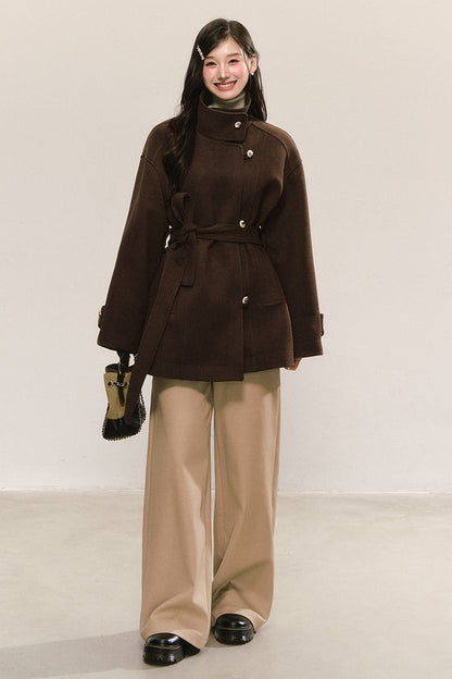 Retro Woolen Stand-Collar Coat