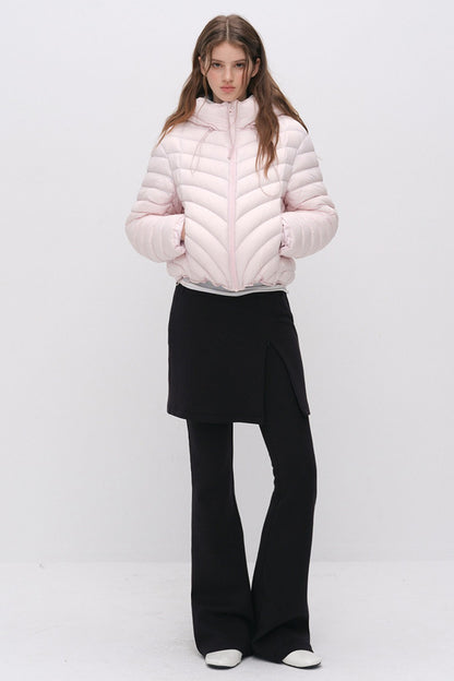 Layered-Look Slit Skirt-Style Flared Pants