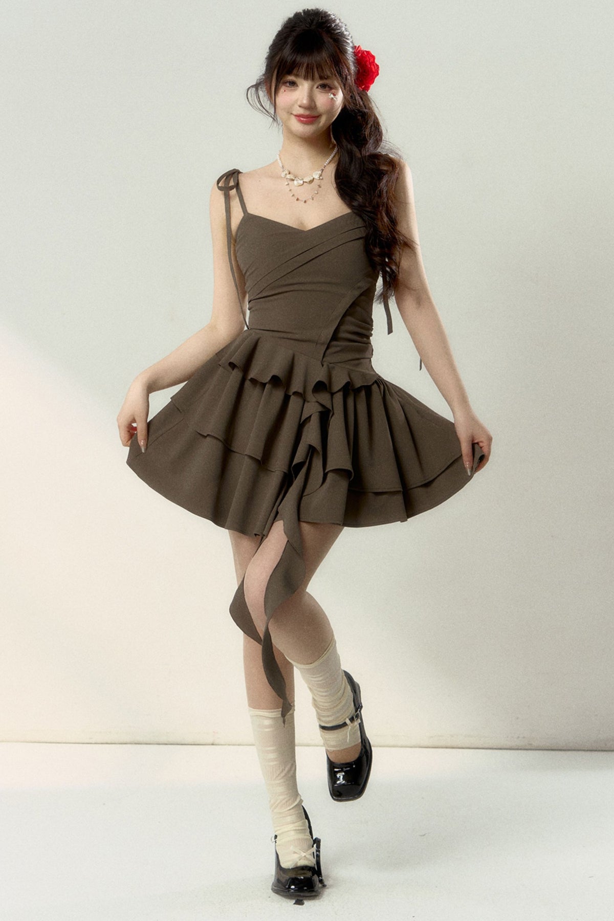Floral Ballet Suspender Waist Dress